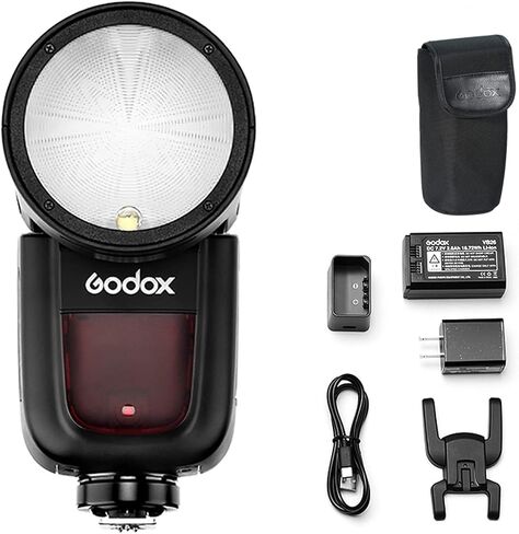 Godox V1-F Round Head Camera Flash Speedlite, 2.4G X Wireless HSS 76Ws Speedlight Flash with Li-on Battery Powered for Fuji DSLR in Saudi Arabia