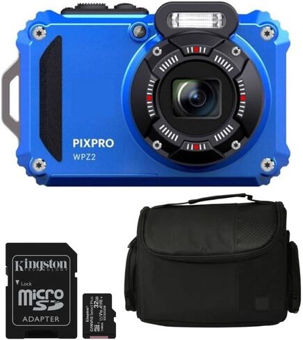 Kodak PIXPRO WPZ2 Rugged Waterproof 16MP Digital Camera with 4X Zoom (Blue) Bundle with Case and 32GB MicroSD Card Bundle (3 Items) in Saudi Arabia