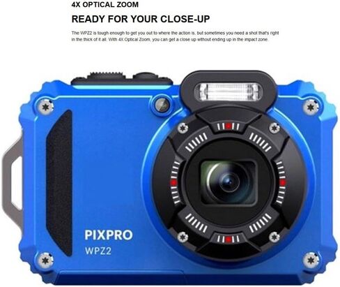 Kodak PIXPRO WPZ2 Rugged Waterproof 16MP Digital Camera with 4X Zoom (Blue) Bundle with Case and 32GB MicroSD Card Bundle (3 Items) in Saudi Arabia