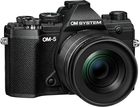 كاميرا OM System OM-5 سوداء بنظام أربعة أثلاث M.Zuiko Digital ED 12-45mm F4.0 PRO kit كاميرا خارجية تصميم مختوم للطقس 5 محاور تثبيت الصورة 50 ميجابكسل لقطة عالية الدقة محمولة باليد in Kuwait