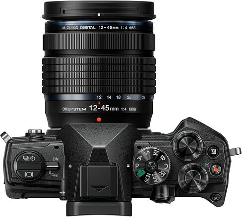 كاميرا OM System OM-5 سوداء بنظام أربعة أثلاث M.Zuiko Digital ED 12-45mm F4.0 PRO kit كاميرا خارجية تصميم مختوم للطقس 5 محاور تثبيت الصورة 50 ميجابكسل لقطة عالية الدقة محمولة باليد in Kuwait