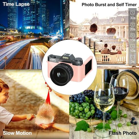 Acuvar 4K Digital Camera for Photography, 64MP Vlogging Camera with Flip Screen, WiFi, Wide Angle Lens, 16X Zoom, Compact Camera for YouTube, Travel, Beginners with 64GB Card in Saudi Arabia