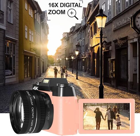 Acuvar 4K Digital Camera for Photography, 64MP Vlogging Camera with Flip Screen, WiFi, Wide Angle Lens, 16X Zoom, Compact Camera for YouTube, Travel, Beginners with 64GB Card in Saudi Arabia