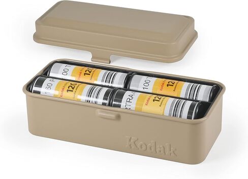 حافظة فيلم KODAK 120/135 - لـ 8 لفات من 120 فيلمًا / 10 لفات من أفلام 35 مم - علبة فولاذية قديمة لفرز وحماية الفيلم (أسود) (الفيلم غير متضمن) in Kuwait