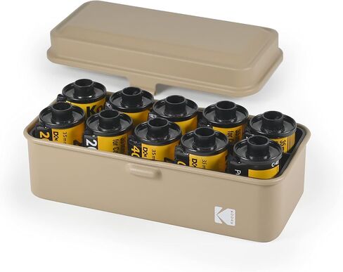 حافظة فيلم KODAK 120/135 - لـ 8 لفات من 120 فيلمًا / 10 لفات من أفلام 35 مم - علبة فولاذية قديمة لفرز وحماية الفيلم (أسود) (الفيلم غير متضمن) in Kuwait