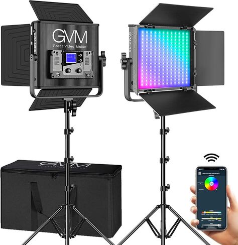 GVM 50RS RGB LED Video Light, 50W Video Lighting Kit with APP Control, 360°Full Color Led Panel Light for Gaming, Streaming, Youtube, Webex, Broadcasting, Web Conference, Aluminum Alloy Shell, CRI 97 in Saudi Arabia