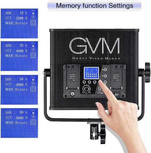 LED Video Light GVM 672S CRI97+ TLCI97+ 22000lux Dimmable Bi-color 3200K-5600K Light Panel With Digital Display For Outdoor Interview Studio Video Making Photography Lighting 3 pcs Kit in Saudi Arabia