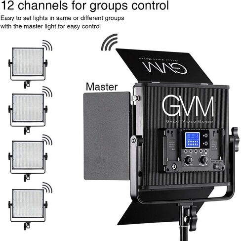 LED Video Light GVM 672S CRI97+ TLCI97+ 22000lux Dimmable Bi-color 3200K-5600K Light Panel With Digital Display For Outdoor Interview Studio Video Making Photography Lighting 3 pcs Kit in Saudi Arabia