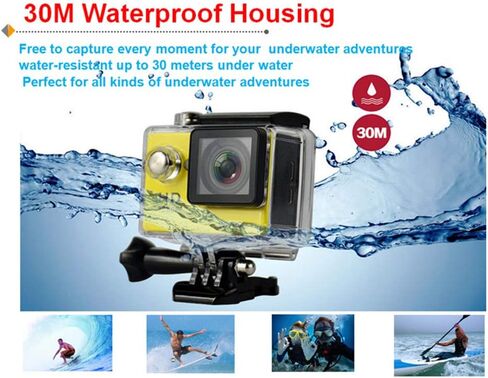 Action Camera, H9 Ultra HD 1080P 4K Action Camera 30M Waterproof with 2.0' Screen 170° Wide View Angle Wi-Fi Sport Cam, with HDMI HD Output,Pink in Kuwait