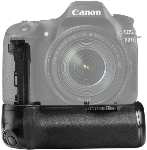 مجموعة مقابض بطارية لكاميرا Canon EOS 70D، EOS 80D الرقمية SLR تتضمن استبدال البطارية الرأسية BG-E14 + بطاريات Qty 4 BM Premium LP-E6 + شاحن AC/DC سريع in Kuwait
