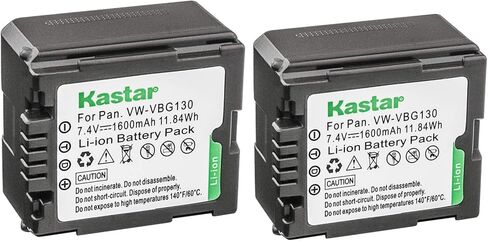 Kastar Battery 2 Pack for Panasonic VW-VBG130 & Panasonic Lumix DMC-L10, HDC-HS250, HDC-HS300, HDC-HS700, HDC-SD10, HDC-SD600, HDC-SD700, HDC-SDT750, HDC-TM10, HDC-TM15, HDC-TM300, HDC-TM700, SDR-H80 in Kuwait
