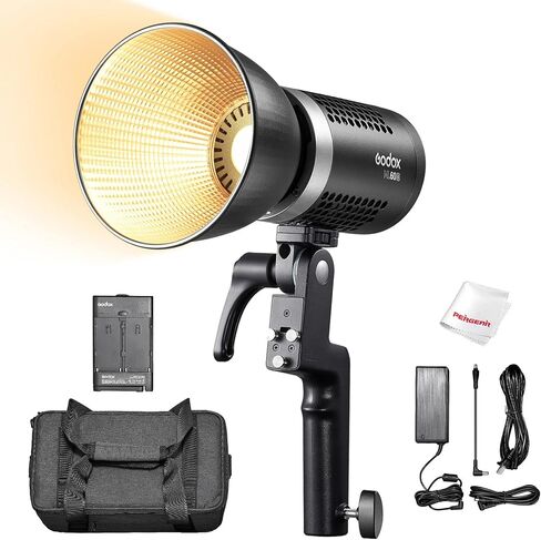 Godox ML60Bi Bi-Color 60W LED Video Light, 2800K-6500K Color Temperature, CRI 96+ TLCI 97+, 10100Lux@1m with Reflector, 7 FX Effects, Slient Mode Design, Multiple Control Methods in Kuwait