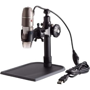 AmScope UBW500X02MP Digital 2MP USB Microscope with Endoscope Attachment, 5X-500X Magnification, 4X 3D Digital Zoom, Built-In Eight LED Light Source, Table Stand, Includes Software CD in Saudi Arabia