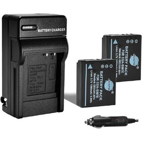 DSTE Replacement for 2X CGA-S007 CGA-S007E Battery + DC68 Travel and Car Charger Adapter Compatible Panasonic DMC-TZ1 DMC-TZ2 DMC-TZ3 DMC-TZ4 DMC-TZ5 TZ11 TZ15 TZ50 Camera as DMW-BCD10 in Kuwait