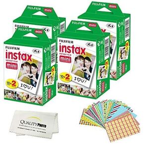 Fujifilm Instax Mini Instant Film Compatible with Instax Mini 8/9/11/12 Cameras – Includes Frame Stickers and Quality Photo Microfiber Cloth (50 Prints) in Kuwait