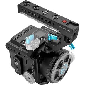 KONDOR BLUE Z Cam Flagship Cage Rig with LANC REC Top Handle for Z Cam S6 F6 F8. NATO Rails, 15mm Rod Holder, Rosette, Bubble Leveler, Baseplate and Optional T5 SSD Holder. (Black) in Saudi Arabia