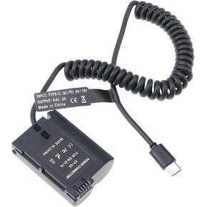 FocusFoto USB-C Type-C to Full Decoded EN-EL15 Dummy Battery Power Adapter Spring Cable for Nikon D500 D600 D610 D750 D780 D800 D810 D850 Z5 Z6 Z7 Z6II Z7II V1 D7000 D7100 D7200 D7500 Camera in Kuwait