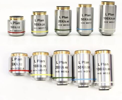 FIERRG Lab Microscope Equipment Working Distance Infinity Plan Objective Lens 5X 10X 20X 50X 100X for Metallurgical Microscope Microscope Accessories (Color : 50X) in Saudi Arabia