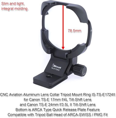 Aviation Aluminum Tripod Mount Ring Lens Collar for Canon TS-E 17mm f/4L Tilt-Shift Lens 3553B002 and Canon TS-E 24mm f/3.5L II Tilt-Shift Lens 3552B002, with Quick Release Plate for Tripod Ball Head in Saudi Arabia