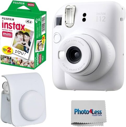 Fujifilm Instax Mini 12 Instant Film Camera Lilac Purple, Fujifilm Instax Mini Twin Pack Instant Film 20 Sheets, Case, Accessory Bundle in Saudi Arabia