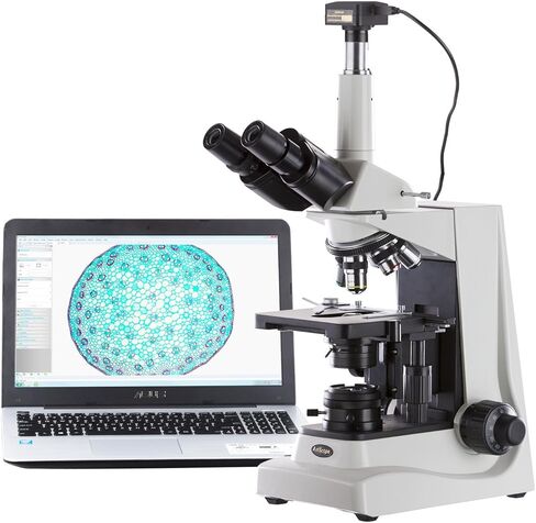 AmScope 40X-1600X مجهر مجمع كوهلر للأبحاث البيولوجية المتقدمة + كاميرا USB3.0 بدقة 14 ميجابكسل in Kuwait