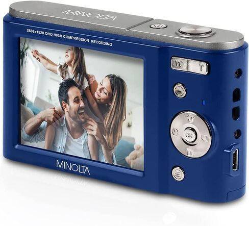 كاميرا Minolta MND20-S بدقة 44 ميجابكسل 2.7K فائقة الدقة رقمية، حزمة فضية مع بطاقة ذاكرة Lexar 32G BUHS-I SDHC، وحقيبة كاميرا Deco Photo Point and Shoot وقطعة قماش للتنظيف من الألياف الدقيقة من Deco in Kuwait