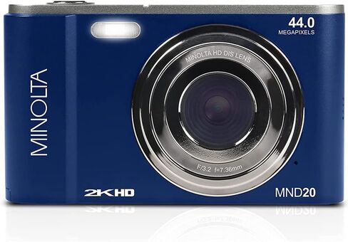 كاميرا Minolta MND20-S بدقة 44 ميجابكسل 2.7K فائقة الدقة رقمية، حزمة فضية مع بطاقة ذاكرة Lexar 32G BUHS-I SDHC، وحقيبة كاميرا Deco Photo Point and Shoot وقطعة قماش للتنظيف من الألياف الدقيقة من Deco in Kuwait