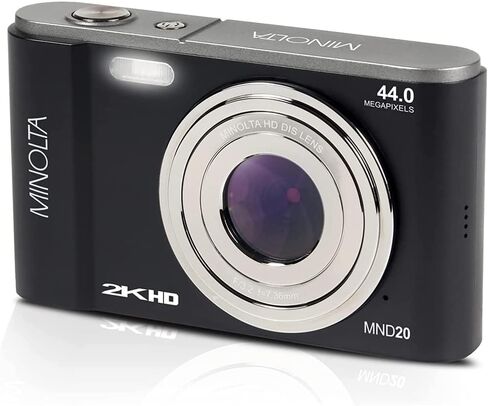 Minolta MND20-BK 44 MP 2.7K Ultra HD Digital Camera, Black Bundle with Lexar 32GB UHS-I SDHC Memory Card, Deco Photo Point and Shoot Camera Case and Deco Photo Microfiber Cleaning Cloth in Saudi Arabia