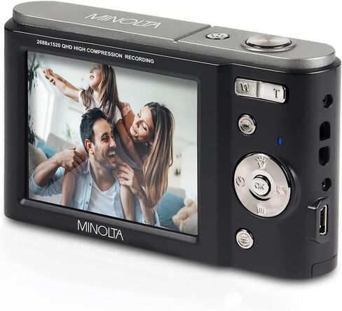 Minolta MND20-BK 44 MP 2.7K Ultra HD Digital Camera, Black Bundle with Lexar 32GB UHS-I SDHC Memory Card, Deco Photo Point and Shoot Camera Case and Deco Photo Microfiber Cleaning Cloth in Saudi Arabia
