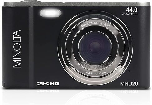 Minolta MND20-BK 44 MP 2.7K Ultra HD Digital Camera, Black Bundle with Lexar 32GB UHS-I SDHC Memory Card, Deco Photo Point and Shoot Camera Case and Deco Photo Microfiber Cleaning Cloth in Saudi Arabia