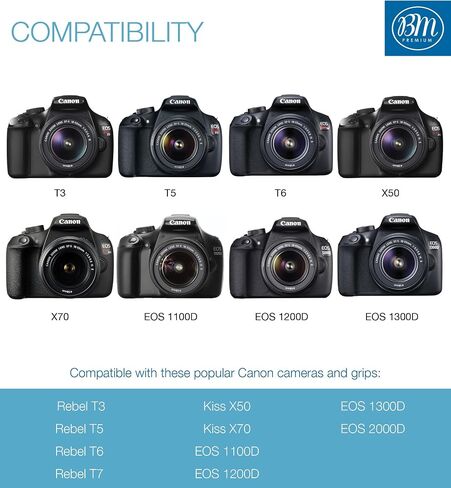 شاحن بطارية BM بريميوم LP-E10 لكاميرا Canon EOS Rebel T3, T5, T6, T7, Kiss X50, Kiss X70, EOS 1100D, EOS 1200D, EOS 1300D, كاميرا رقمية EOS 2000D in Saudi Arabia