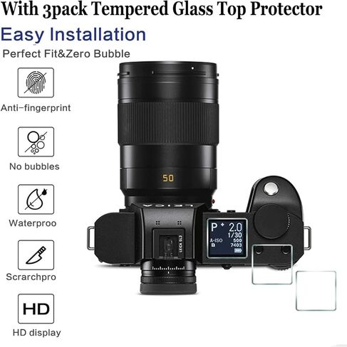 ديبوس شاشة حماية LCD + توب متوافقة مع كاميرا لايكا SL2، غطاء واقي صلب من الزجاج المقوى مضاد للخدش يتضمن مستوى العرض الساخن (3+3+2 عبوة) in Kuwait