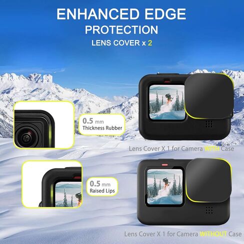 OKFUN Accessories Kit for Go Pro Hero 11/Hero 10 /Hero 9 Black,2-Pack (6pcs)Screen Protector Silicone Sleeve Protective Case with Lens Cover Cap Lanyard for Go Pro Hero 11 Hero10 Hero9 Action Camera. in Kuwait