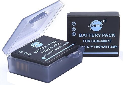 DSTE Replacement for 2X CGA-S007 CGA-S007E Battery + DC68 Travel and Car Charger Adapter Compatible Panasonic DMC-TZ1 DMC-TZ2 DMC-TZ3 DMC-TZ4 DMC-TZ5 TZ11 TZ15 TZ50 Camera as DMW-BCD10 in Saudi Arabia
