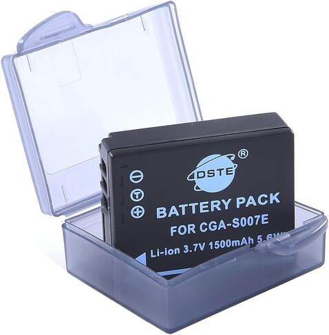 DSTE Replacement for 2X CGA-S007 CGA-S007E Battery + DC68 Travel and Car Charger Adapter Compatible Panasonic DMC-TZ1 DMC-TZ2 DMC-TZ3 DMC-TZ4 DMC-TZ5 TZ11 TZ15 TZ50 Camera as DMW-BCD10 in Saudi Arabia