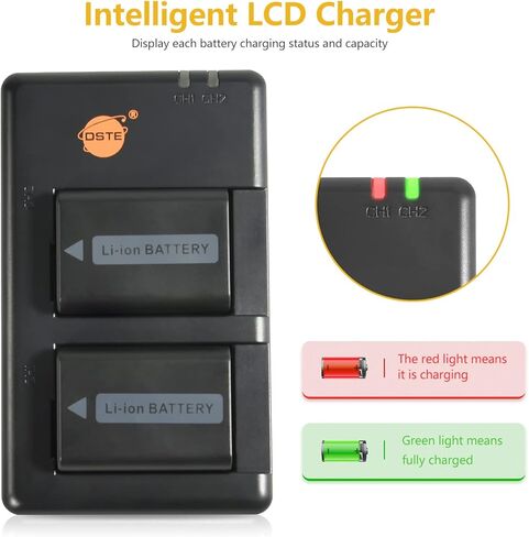 حزمة بطارية ليثيوم DSTE NP-FW50 (عبوتين) وشاحن مزدوج متوافق مع كاميرا Alpha 7 وa7 وAlpha 7R وa7R وAlpha 7R II وAlpha a3000 وa6000 وNEX-7 وSLT-A55V وDSC-RX10 in Kuwait