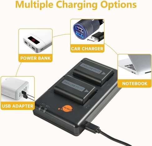 حزمة بطارية ليثيوم DSTE NP-FW50 (عبوتين) وشاحن مزدوج متوافق مع كاميرا Alpha 7 وa7 وAlpha 7R وa7R وAlpha 7R II وAlpha a3000 وa6000 وNEX-7 وSLT-A55V وDSC-RX10 in Kuwait