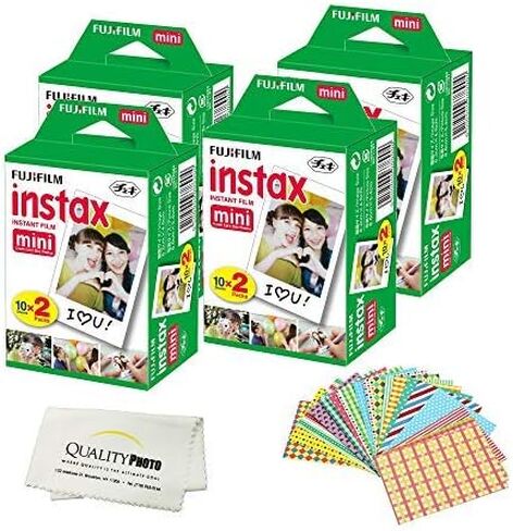 Fujifilm Instax Mini Instant Film Compatible with Instax Mini 8/9/11/12 Cameras – Includes Frame Stickers and Quality Photo Microfiber Cloth (50 Prints) in Saudi Arabia