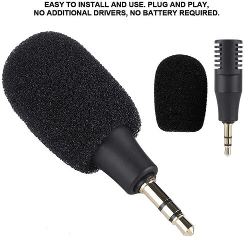 Wendry Mini Microphone,Portable Condenser Microphone High Sensitivity Low Noise Recording Microphone 3.5mm Jack for PC/Tablet/Voice Recorder/MD/Camera etc in Saudi Arabia