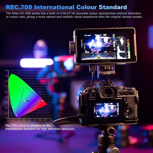 VILTROX DC 550 Pro 5.5 بوصة شاشة لمس DSLR كاميرا مراقبة ميدانية | شاشة فيديو خارجية FHD 1200nit 4K لسوني كانون نيكون مع مظلة وبطارية وحقيبة تخزين، أداة مراقبة احترافية in Kuwait