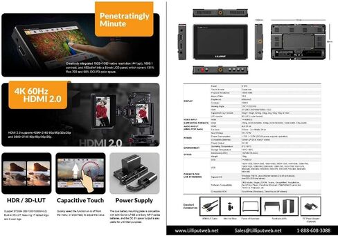 Lilliput T5U 5" Live Streaming On-Camera Touch Monitor with HDR 3D-LUT HDMI 2.0 4K 60Hz Input USB Output in Saudi Arabia
