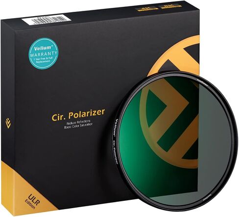 Velium CPL Filter/Circular Polarizer, ULR Edition, with Microfiber Cloth, CrystalElement RazorSharp, Compatible with Canon Nikon Sony Fujifilm Camera Lens (82mm) in Saudi Arabia