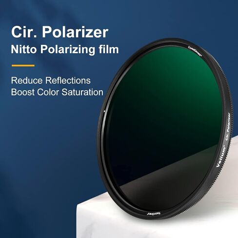 Velium CPL Filter/Circular Polarizer, ULR Edition, with Microfiber Cloth, CrystalElement RazorSharp, Compatible with Canon Nikon Sony Fujifilm Camera Lens (82mm) in Saudi Arabia