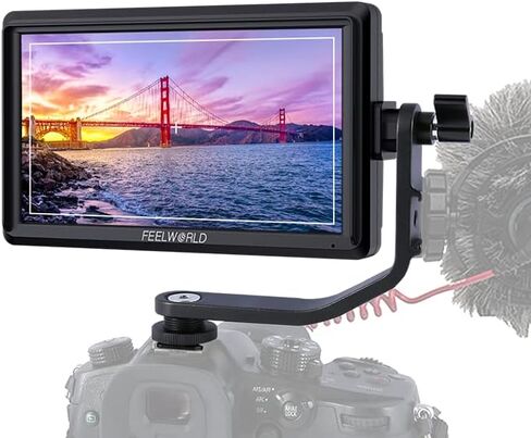 FEELWORLD FW568 V3 Upgrade 6 Inch Camera Field Monitor with 4k HDMI Ultra Bright Screen 3D Lut Small Full HD 1920x1080 IPS Video Peaking Focus for DSLR Cameras Include Sunshade and Tilt Arm Mount in Saudi Arabia