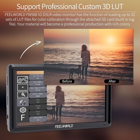 FEELWORLD FW568 V3 Upgrade 6 Inch Camera Field Monitor with 4k HDMI Ultra Bright Screen 3D Lut Small Full HD 1920x1080 IPS Video Peaking Focus for DSLR Cameras Include Sunshade and Tilt Arm Mount in Saudi Arabia