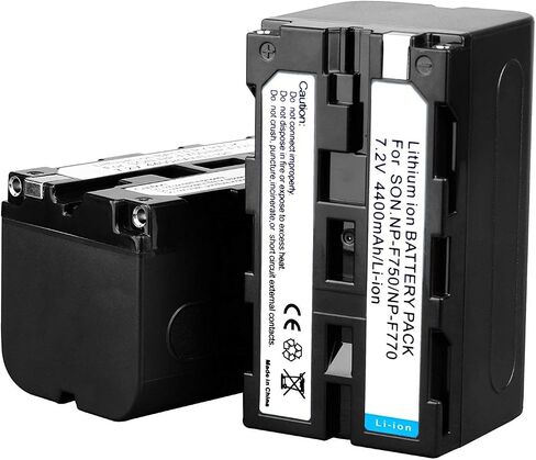 GVM 2 Pack NP-F750/770 Battery and Charger 4400mAh for Sony NP-F975, NP-F960, NP-F950, NP-F930, NP-F770, NP-F750, NP-F550, DCR, DSR, HDR, FDR, HVR, HVL and LED Light in Saudi Arabia