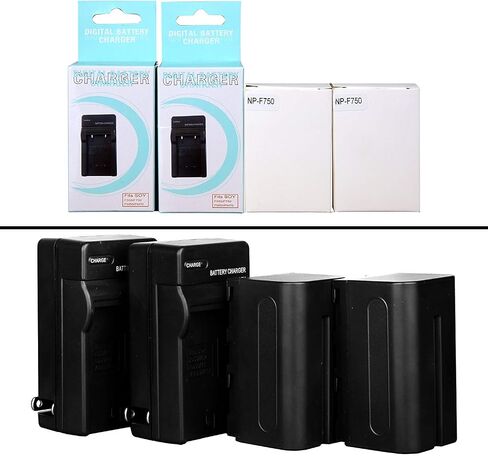 GVM 2 Pack NP-F750/770 Battery and Charger 4400mAh for Sony NP-F975, NP-F960, NP-F950, NP-F930, NP-F770, NP-F750, NP-F550, DCR, DSR, HDR, FDR, HVR, HVL and LED Light in Saudi Arabia