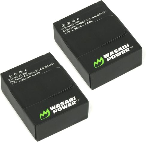 Wasabi Power Battery for GoPro HERO3, HERO3+ and GoPro AHDBT-201, AHDBT-301, AHDBT-302 (1200mAh, 2-Pack) in Saudi Arabia