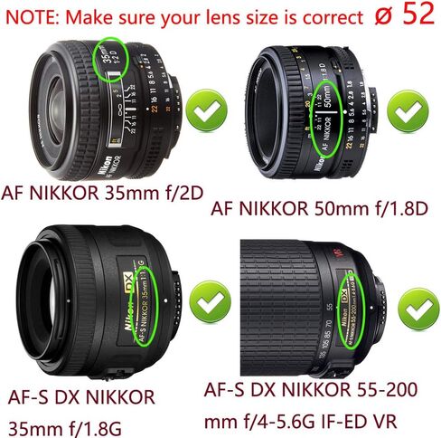 D5200 Lens Cap (52MM) for Nikon D5500 D5200 D3200 w/ NIKKOR AF-S 18-55mm Lens, for Canon EF-M 18-55mm 55-200mm Lens (2 Pack) in Saudi Arabia