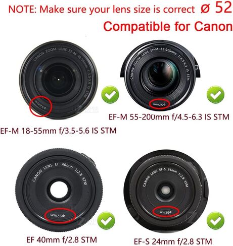 D5200 Lens Cap (52MM) for Nikon D5500 D5200 D3200 w/ NIKKOR AF-S 18-55mm Lens, for Canon EF-M 18-55mm 55-200mm Lens (2 Pack) in Saudi Arabia